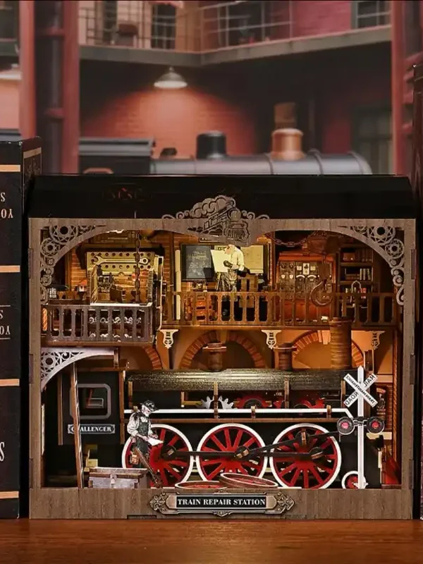 Train Repair Station Railway Workshop Scene DIY Book Nook Kit