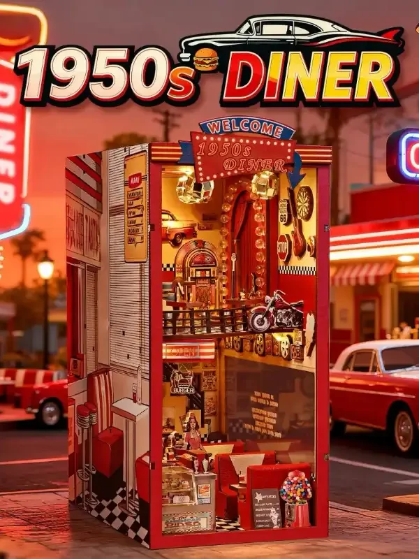 787878 1950s Retro American Diner DIY Book Nook Kit