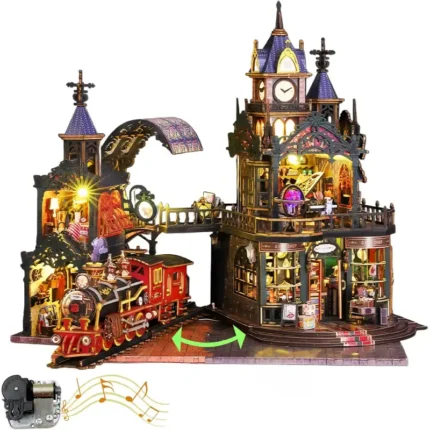 Steampunk Train Station Model - Railtrack Phantom City - Victorian Fantasy Architecture Dollhouse Kit